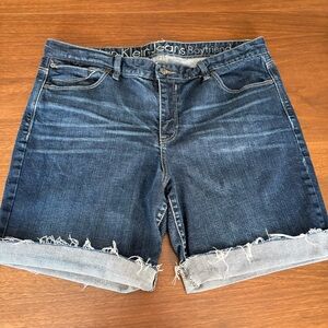 Calvin Klein Rolled Hem Dark Denim Boyfriend Shorts